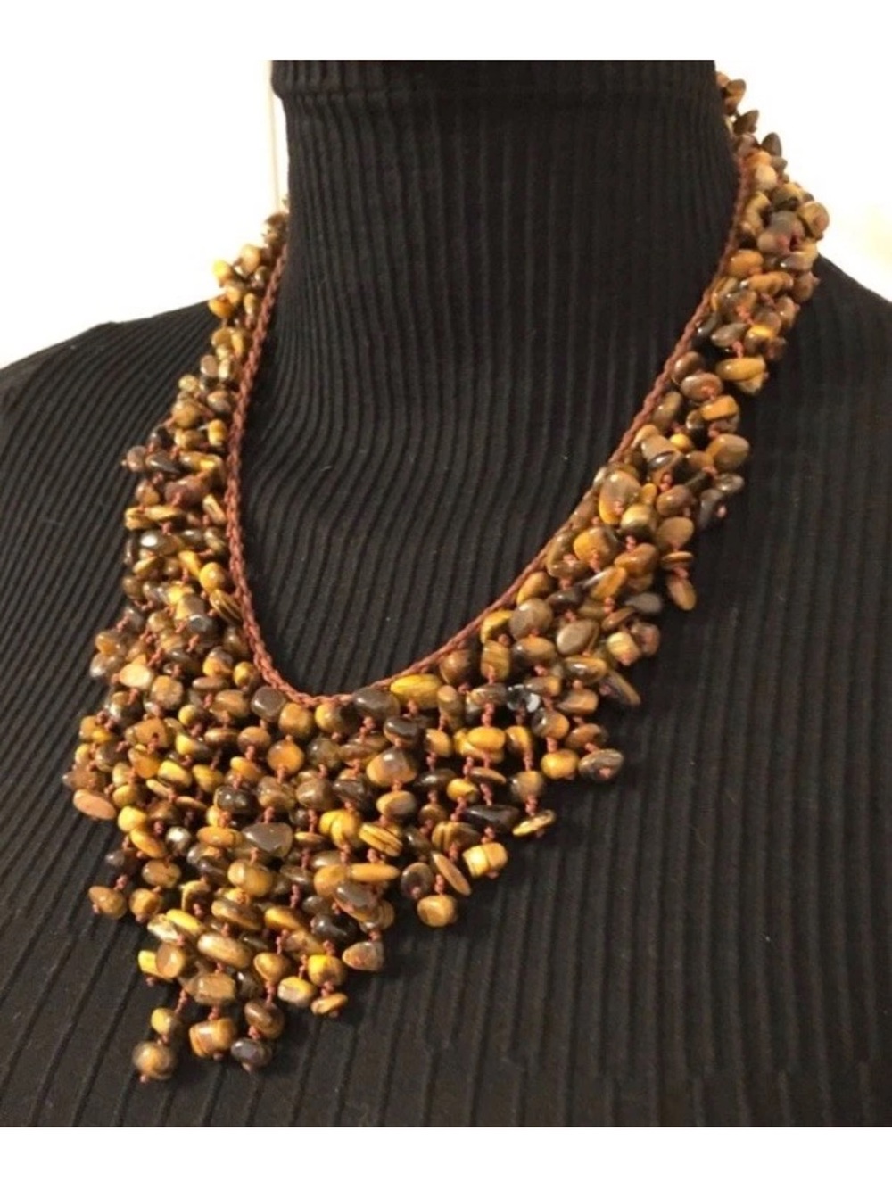Host pick 🎉🎉 Tiger’s Eye Cascade Bib Knotted Necklace 19” - Picture 12 of 12